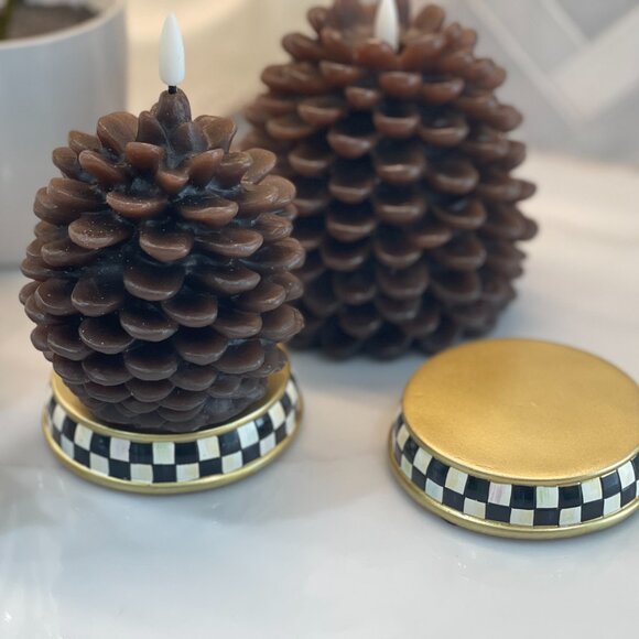 MacKenzie Childs Pinecone Flameless Candles (set of 2) - Picture 9 of 14